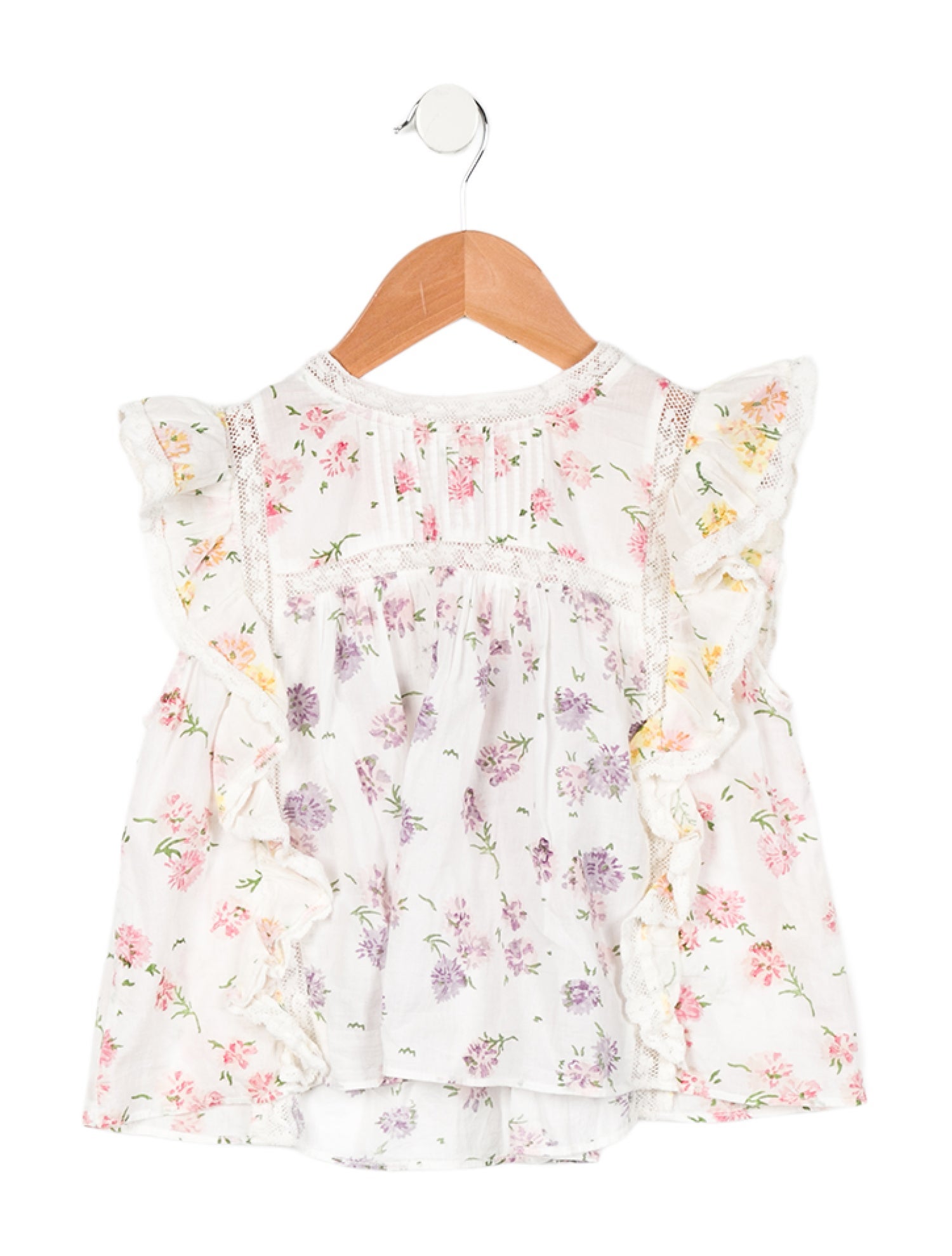 LoveShackFancy Toddler Girls' Floral Short Sleeve Blouse