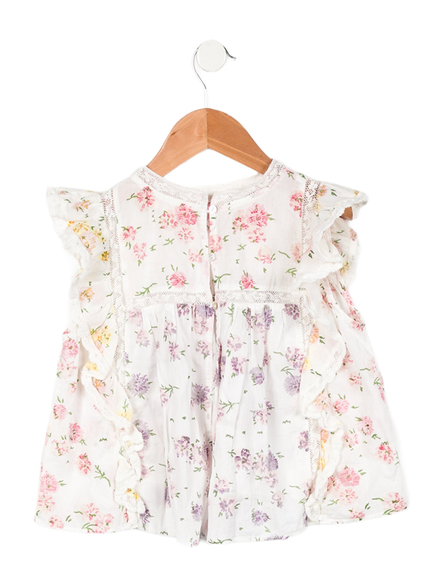 LoveShackFancy Toddler Girls' Floral Short Sleeve Blouse