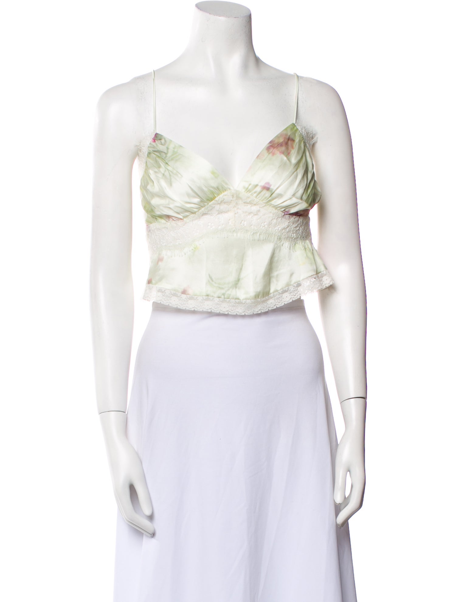 LoveShackFancy Silk V-Neck Crop Top