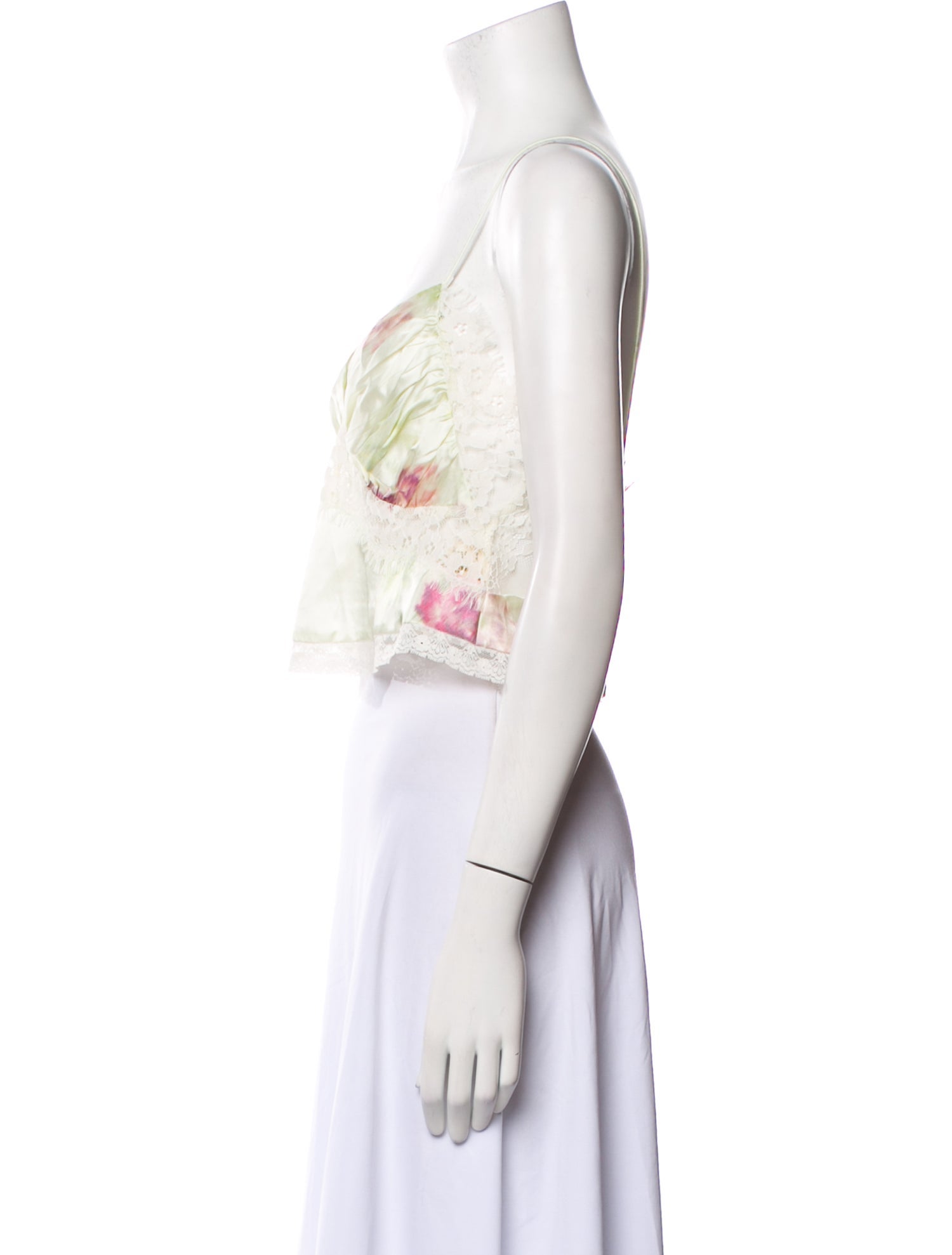 LoveShackFancy Silk V-Neck Crop Top