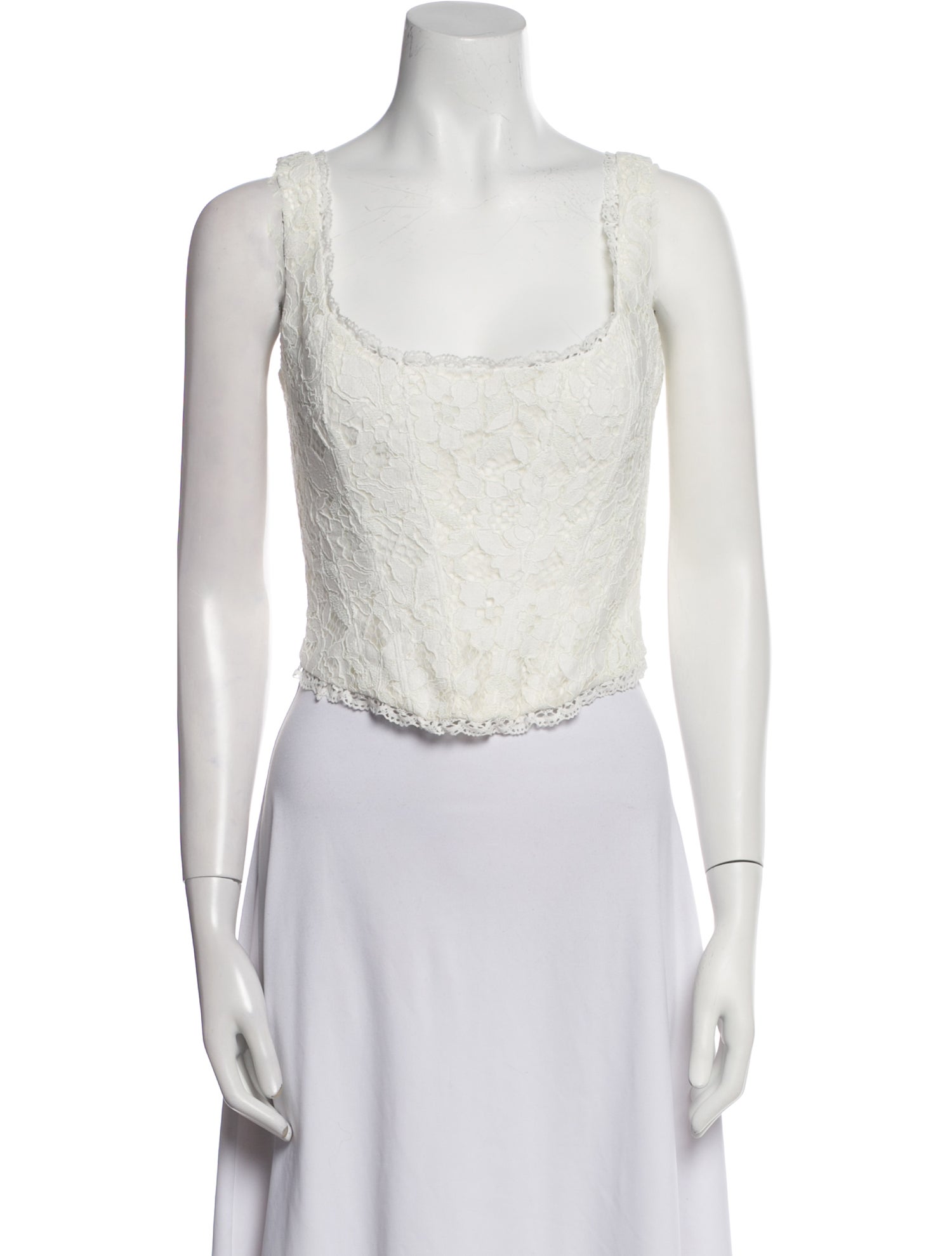 LoveShackFancy Scoop Neck Sleeveless Crop Top