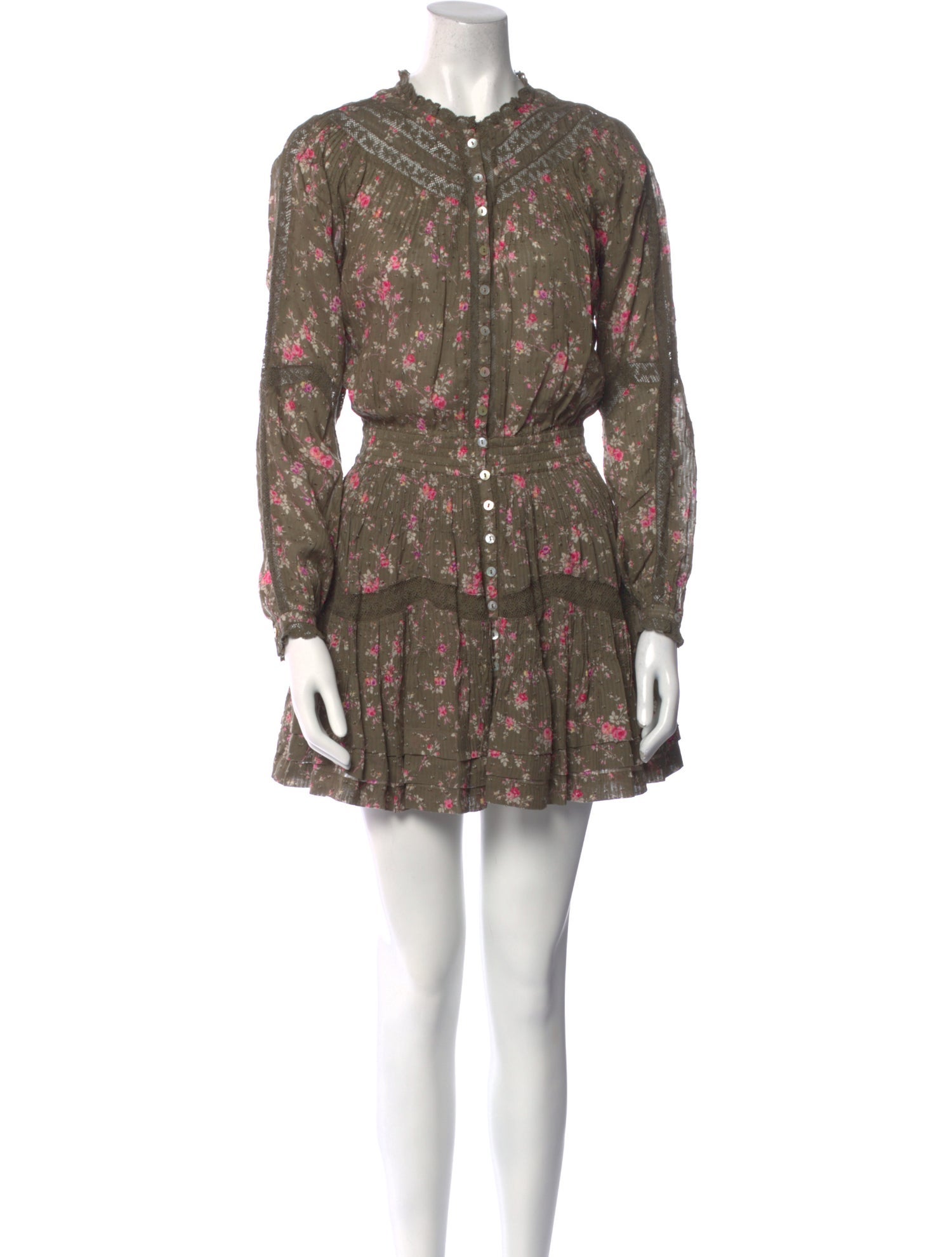 LoveShackFancy Floral Print Mini Dress