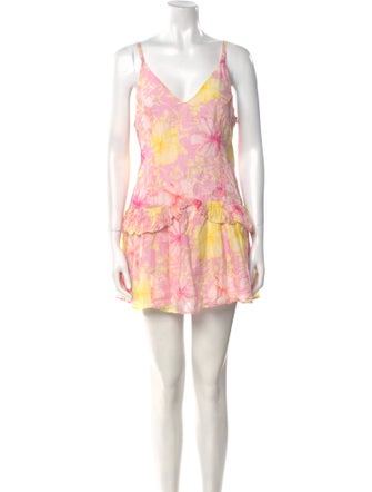 LoveShackFancy Floral Print Mini Dress
