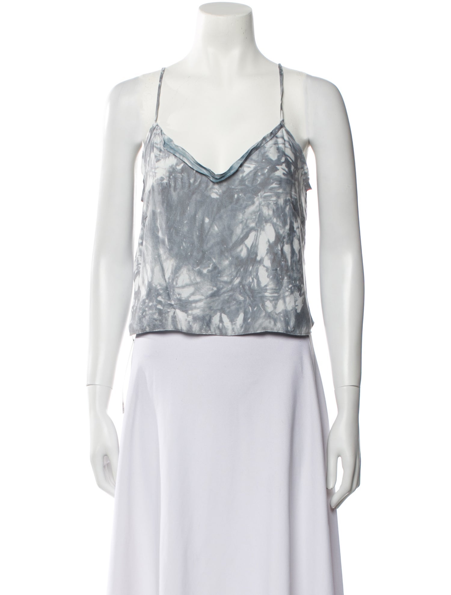 LoveShackFancy Printed V-Neck Crop Top