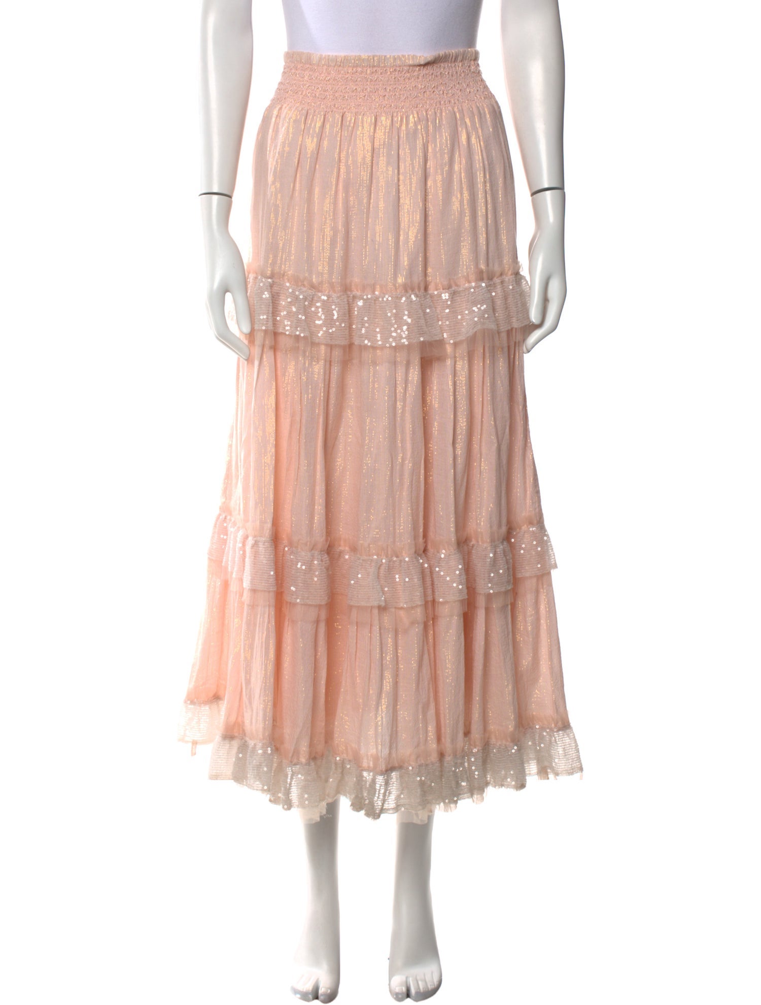 LoveShackFancy Nylon Midi Length Skirt