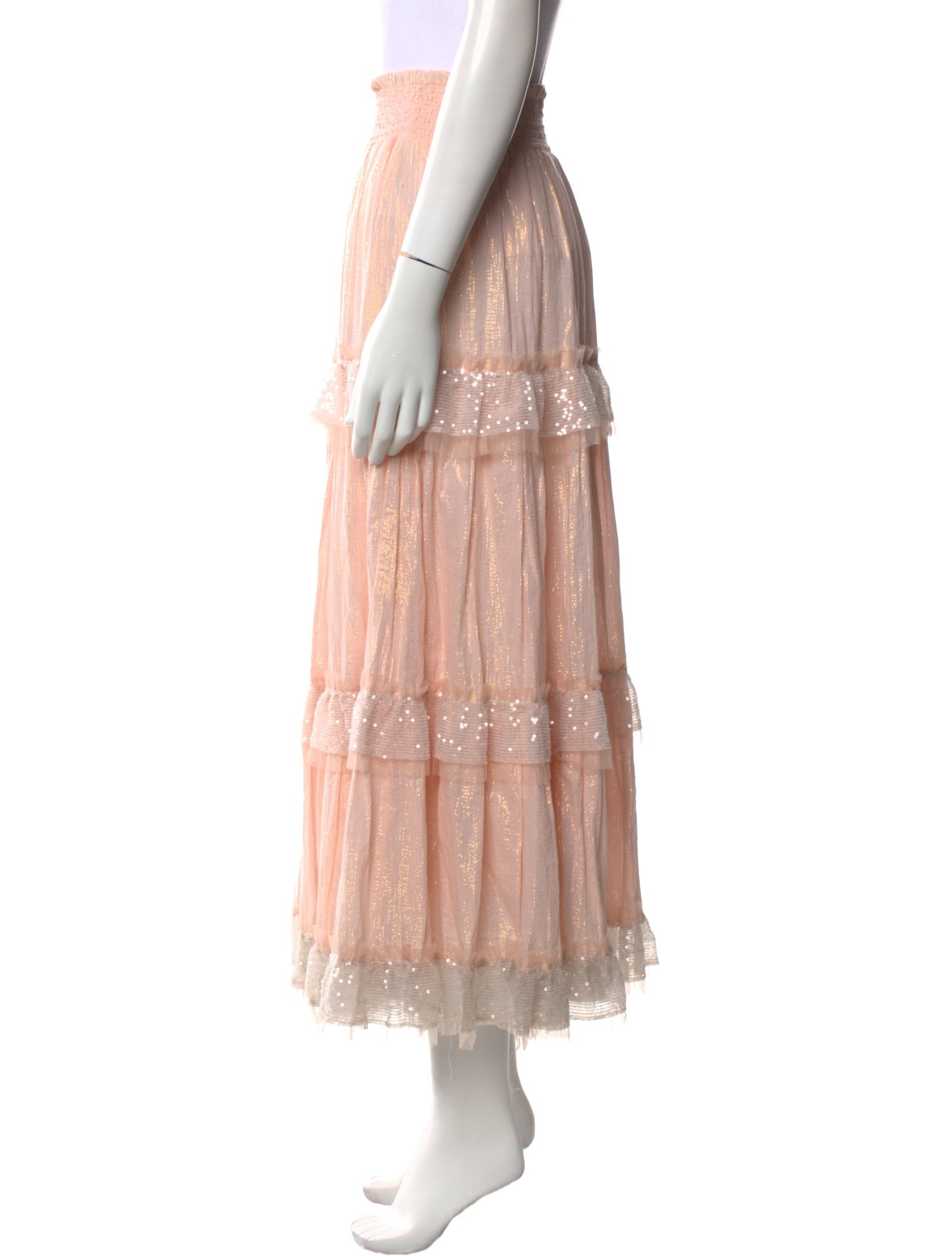 LoveShackFancy Nylon Midi Length Skirt