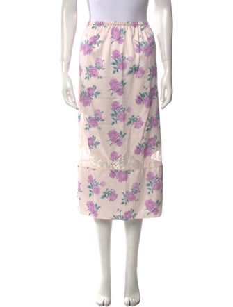 LoveShackFancy Floral Print Midi Length Skirt