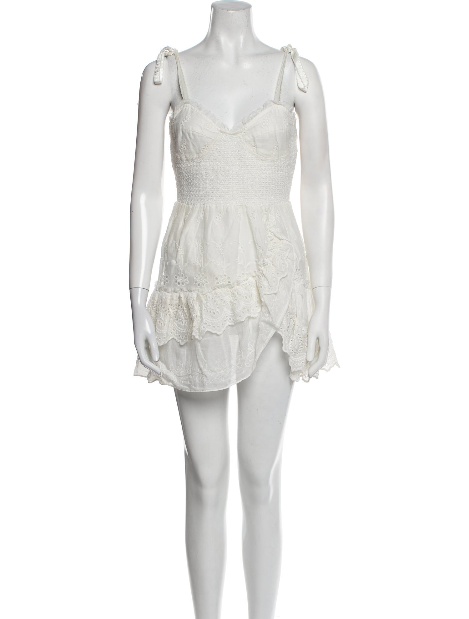 LoveShackFancy V-Neck Mini Dress