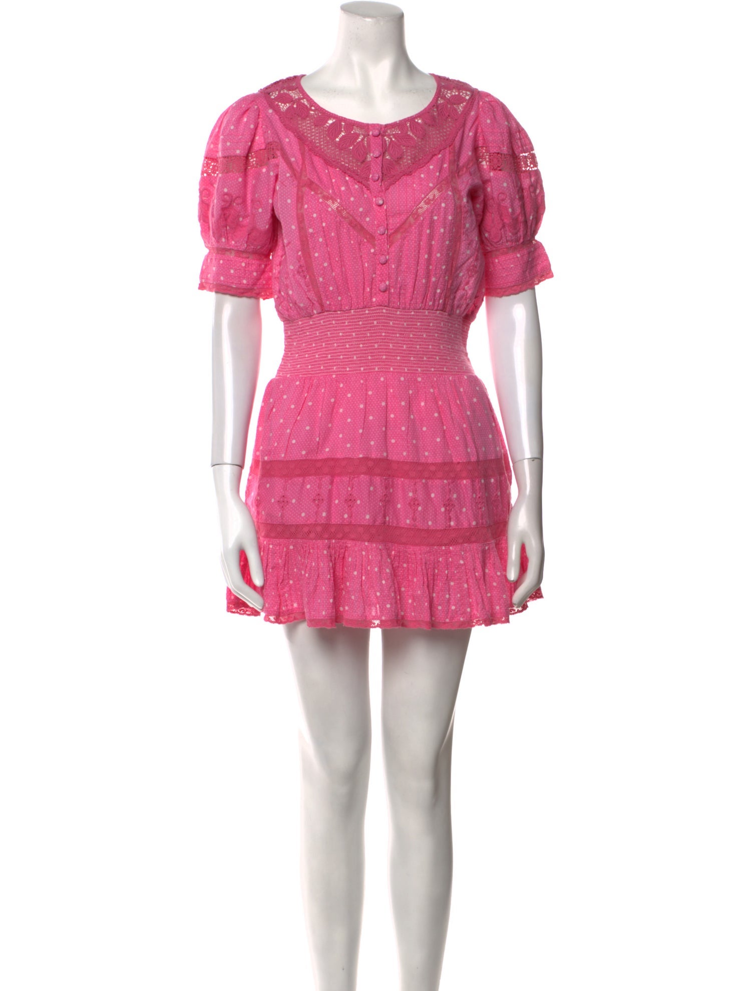 LoveShackFancy Polka Dot Print Mini Dress