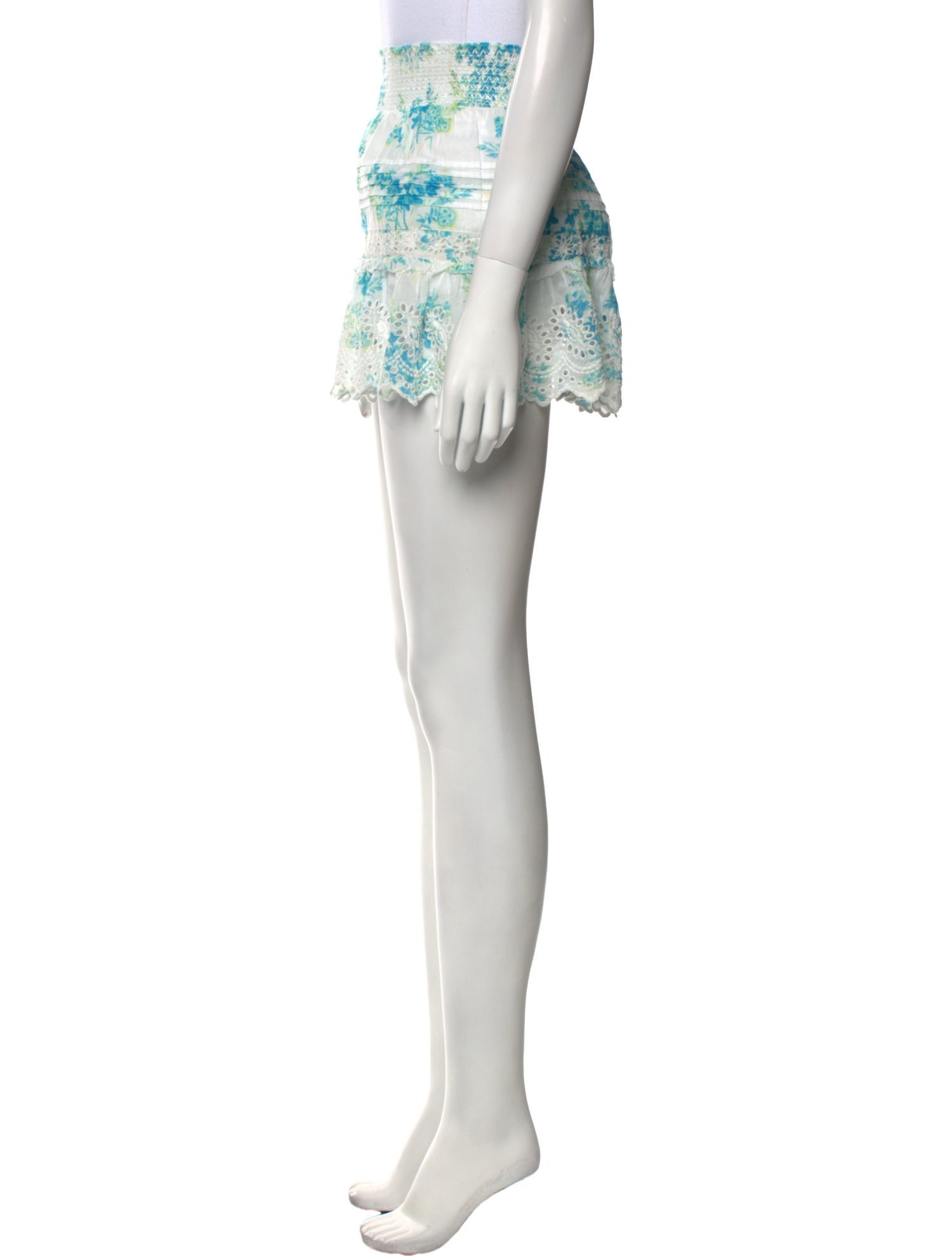 LoveShackFancy Floral Print Mini Skirt