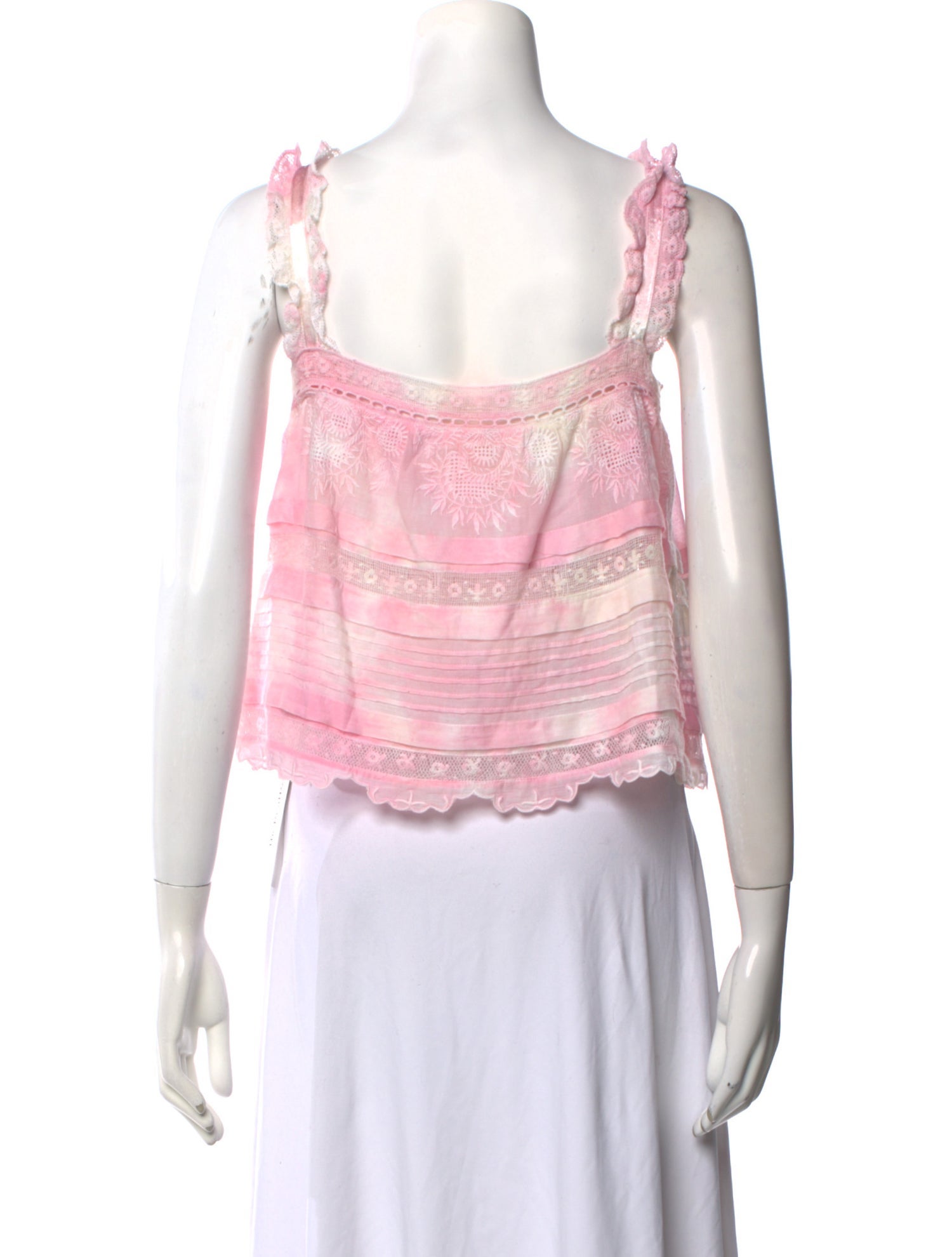 LoveShackFancy Lace Pattern Square Neckline Crop Top