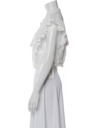 LoveShackFancy Mock Neck Short Sleeve Crop Top