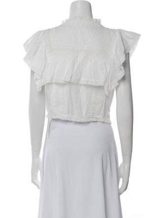 LoveShackFancy Mock Neck Short Sleeve Crop Top