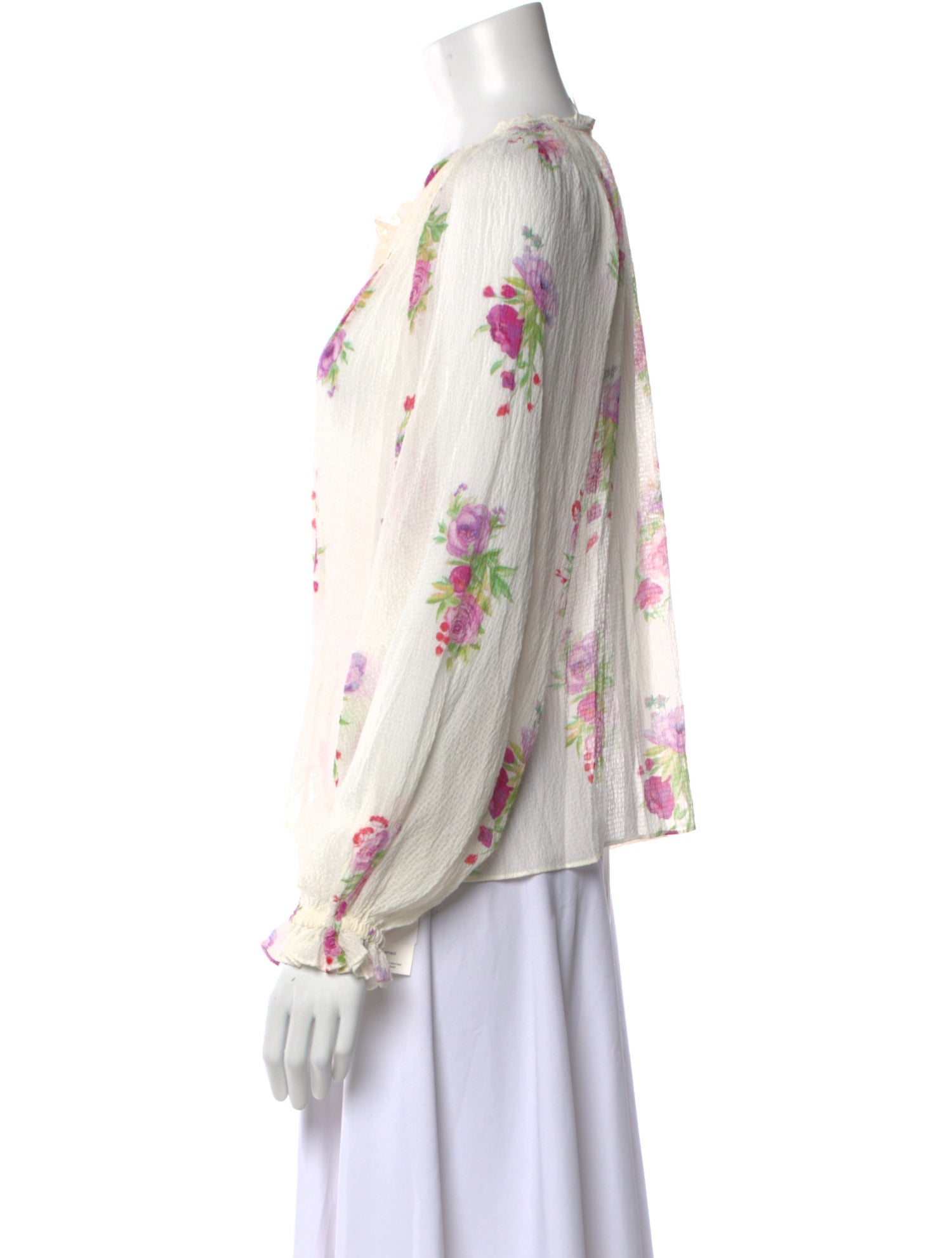 LoveShackFancy Silk Floral Print Blouse