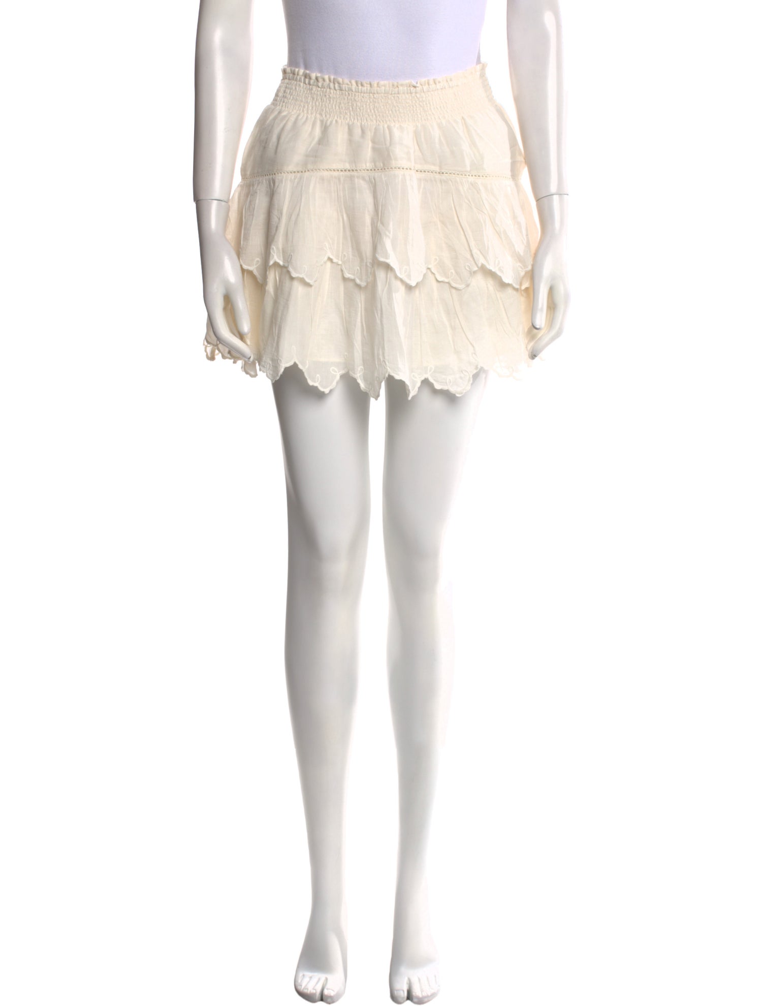 LoveShackFancy Embroidered Accent Mini Skirt