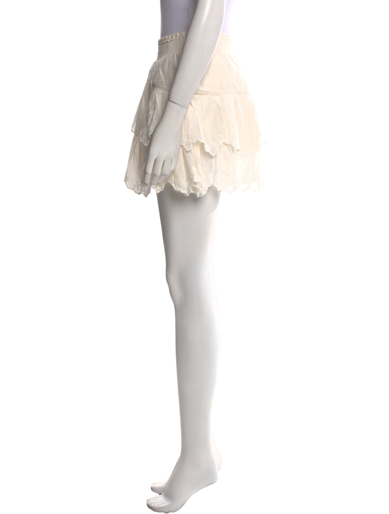 LoveShackFancy Embroidered Accent Mini Skirt