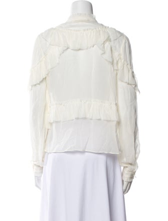 LoveShackFancy Mock Neck Long Sleeve Button-Up Top