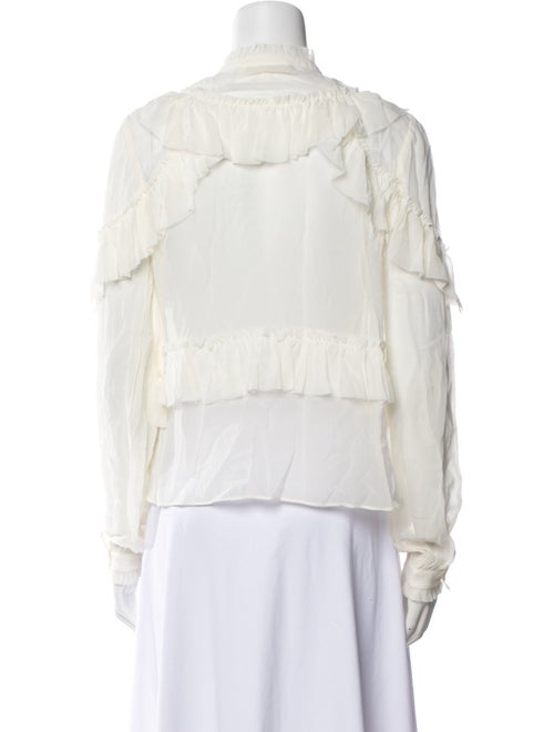 LoveShackFancy Mock Neck Long Sleeve Button-Up Top