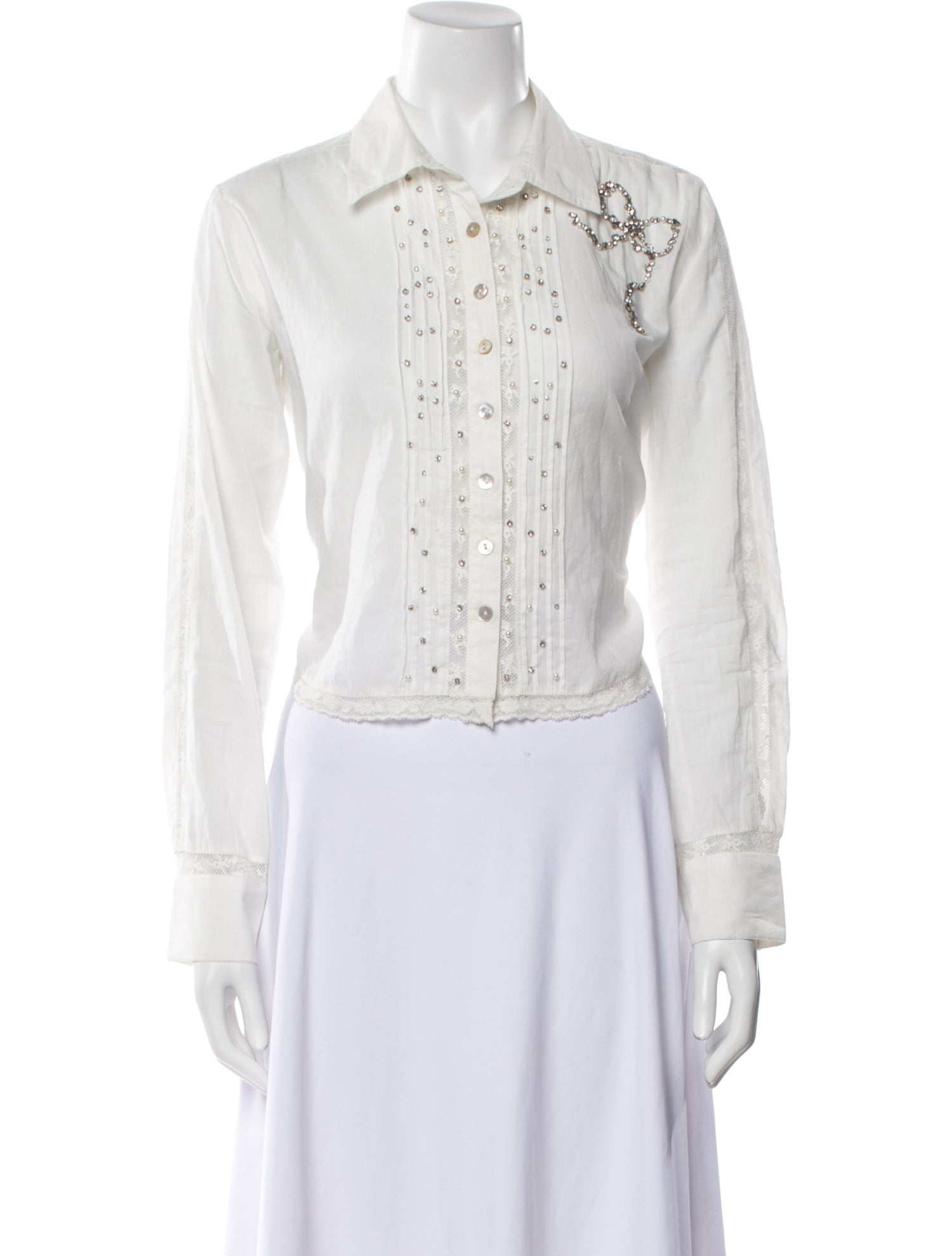 LoveShackFancy Long Sleeve Button-Up Top