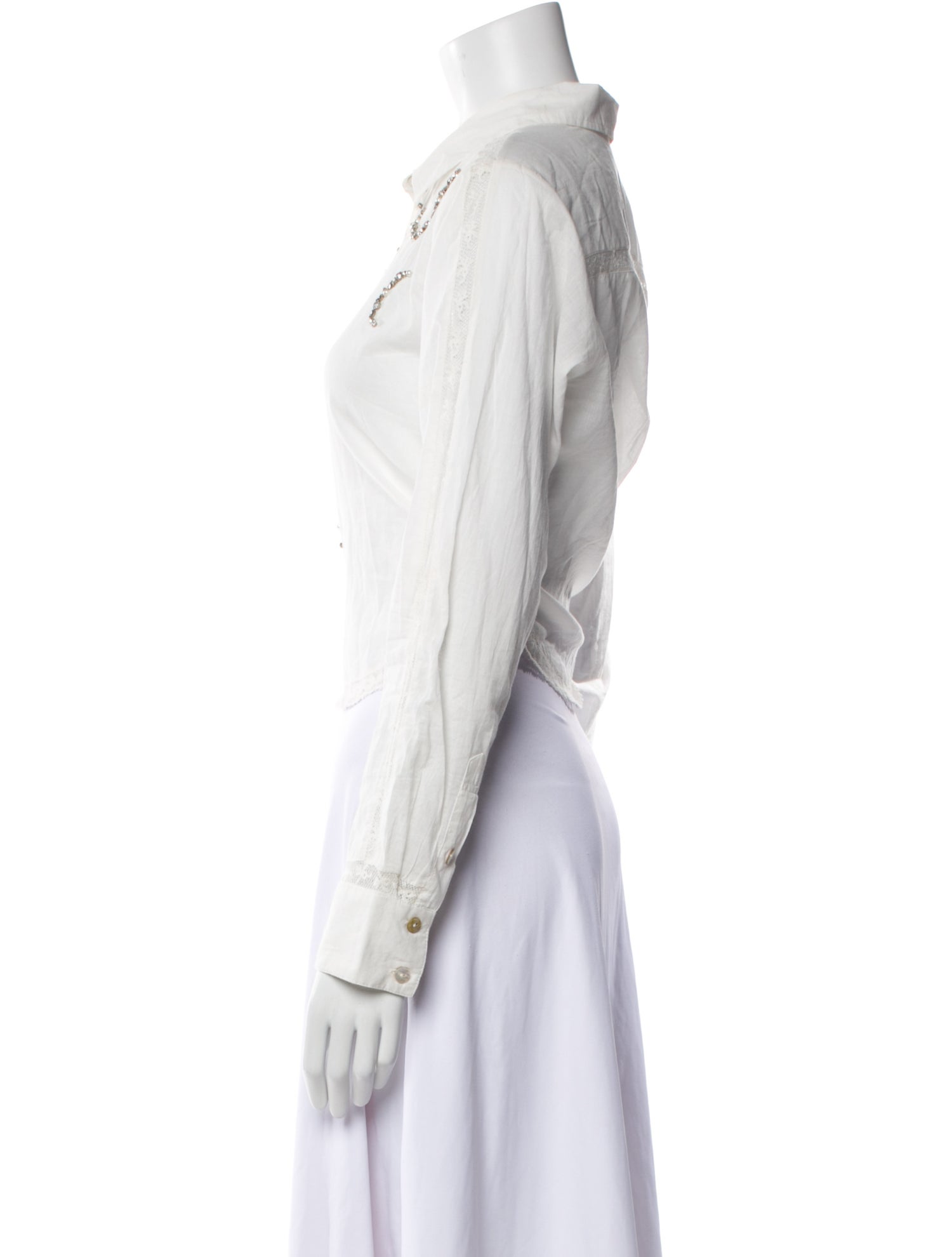 LoveShackFancy Long Sleeve Button-Up Top