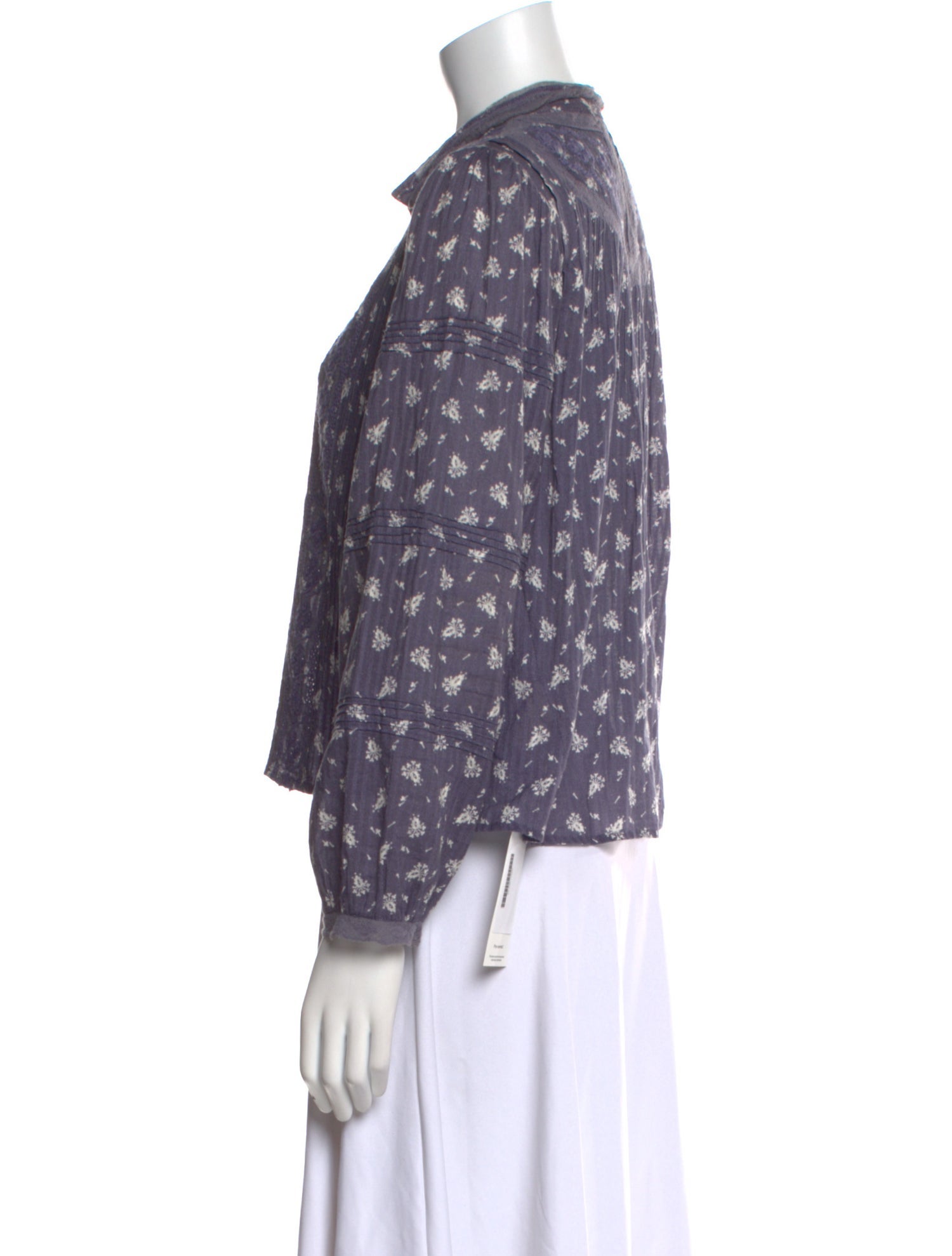 LoveShackFancy Floral Print Long Sleeve Button-Up Top