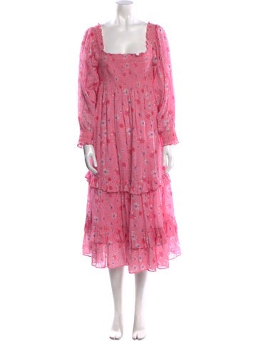 LoveShackFancy Dresses Floral Print Midi Length Dress L