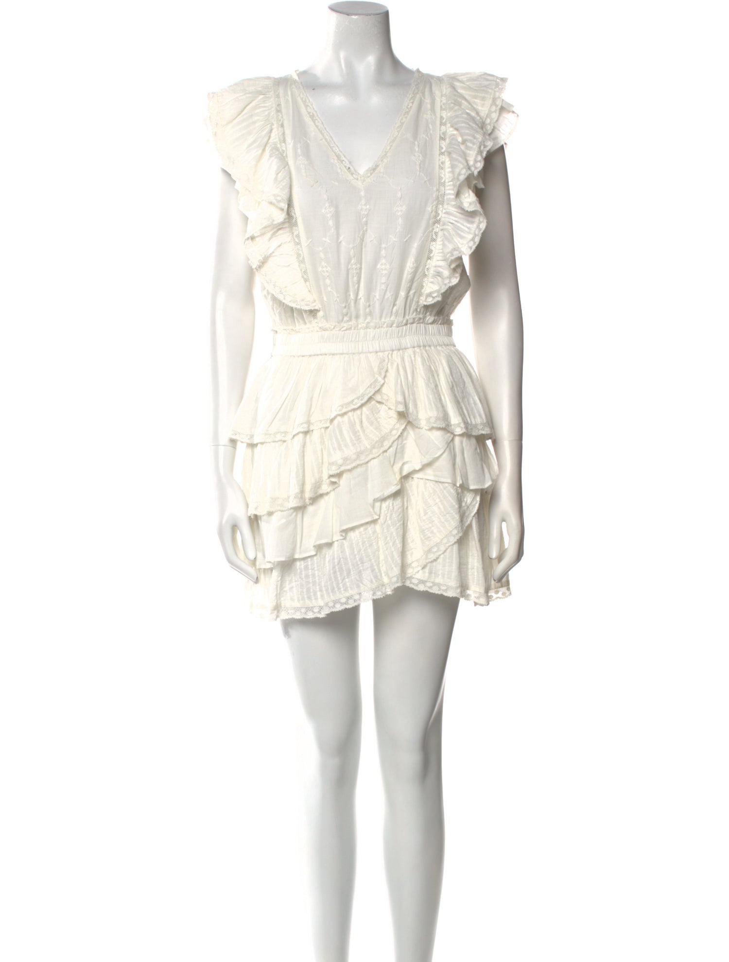 LoveShackFancy V-Neck Mini Dress