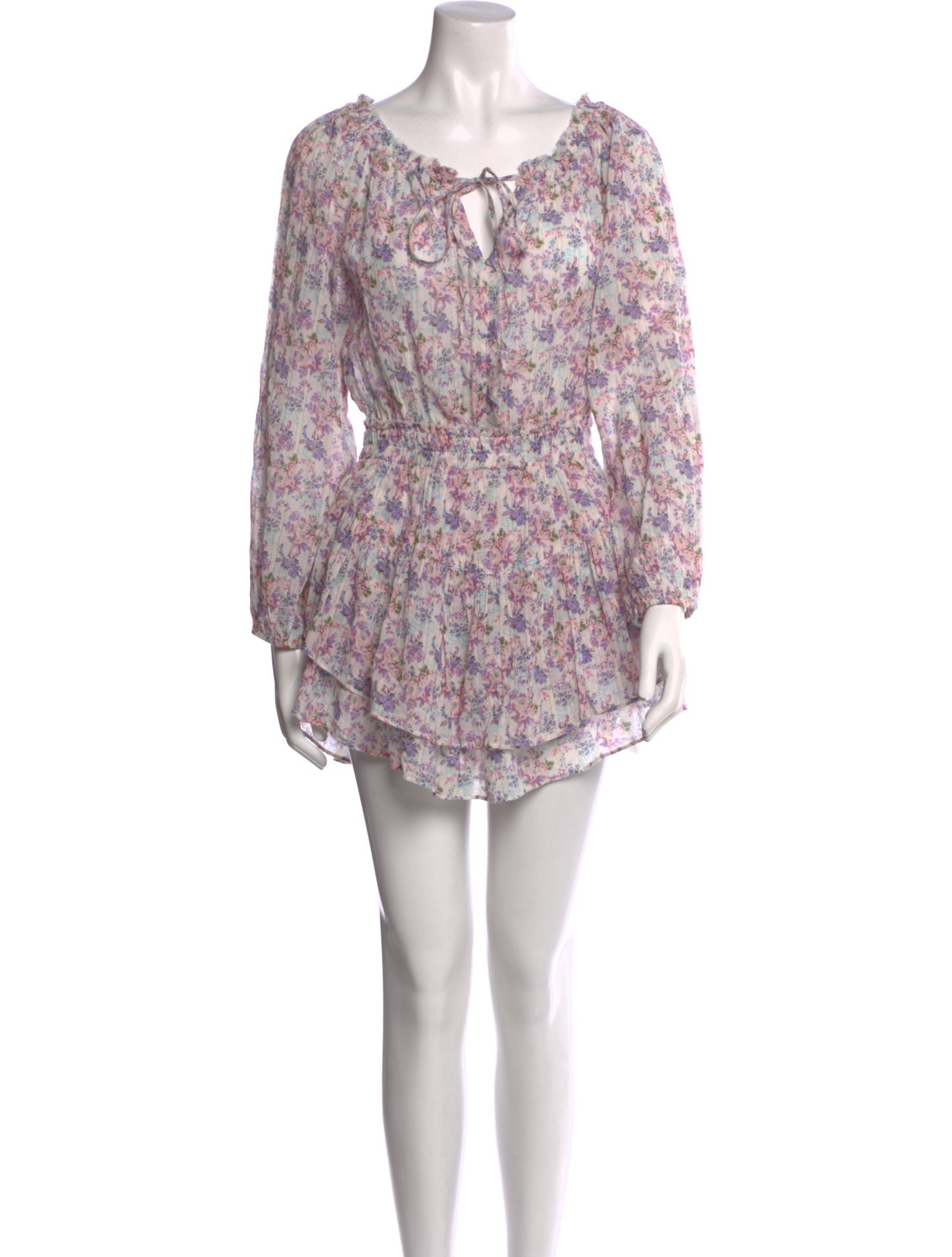 LoveShackFancy Floral Print Mini Dress