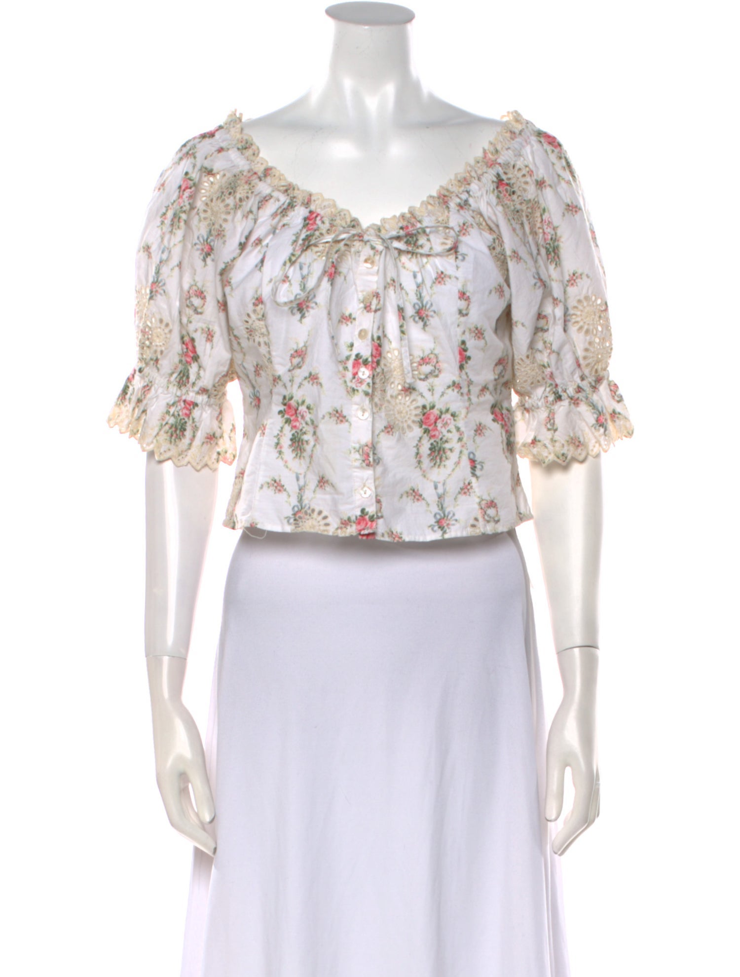 PRINTED V NECK CROP TOP