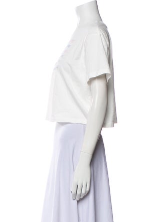 LoveShackFancy Graphic Print Bateau Neckline Crop Top