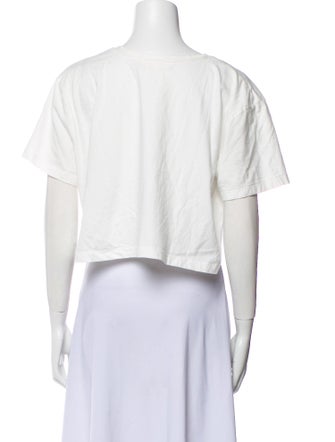 LoveShackFancy Graphic Print Bateau Neckline Crop Top