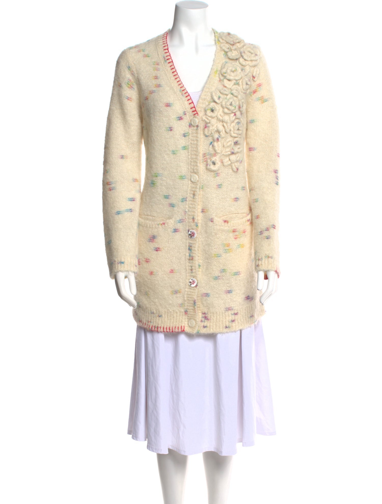 LoveShackFancy Printed V-Neck Sweater