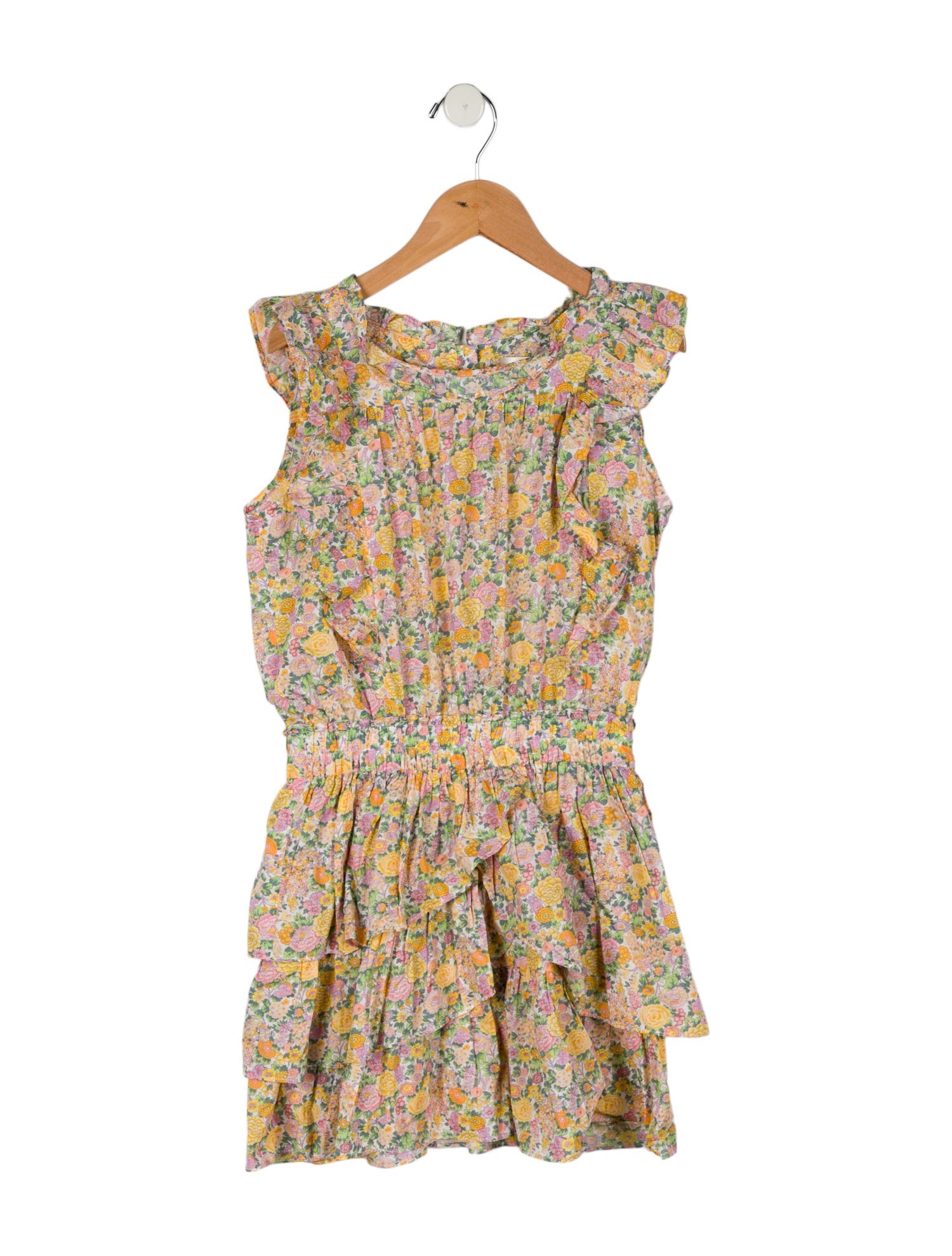 LoveShackFancy Girls' Sleeveless Ruffled Dress