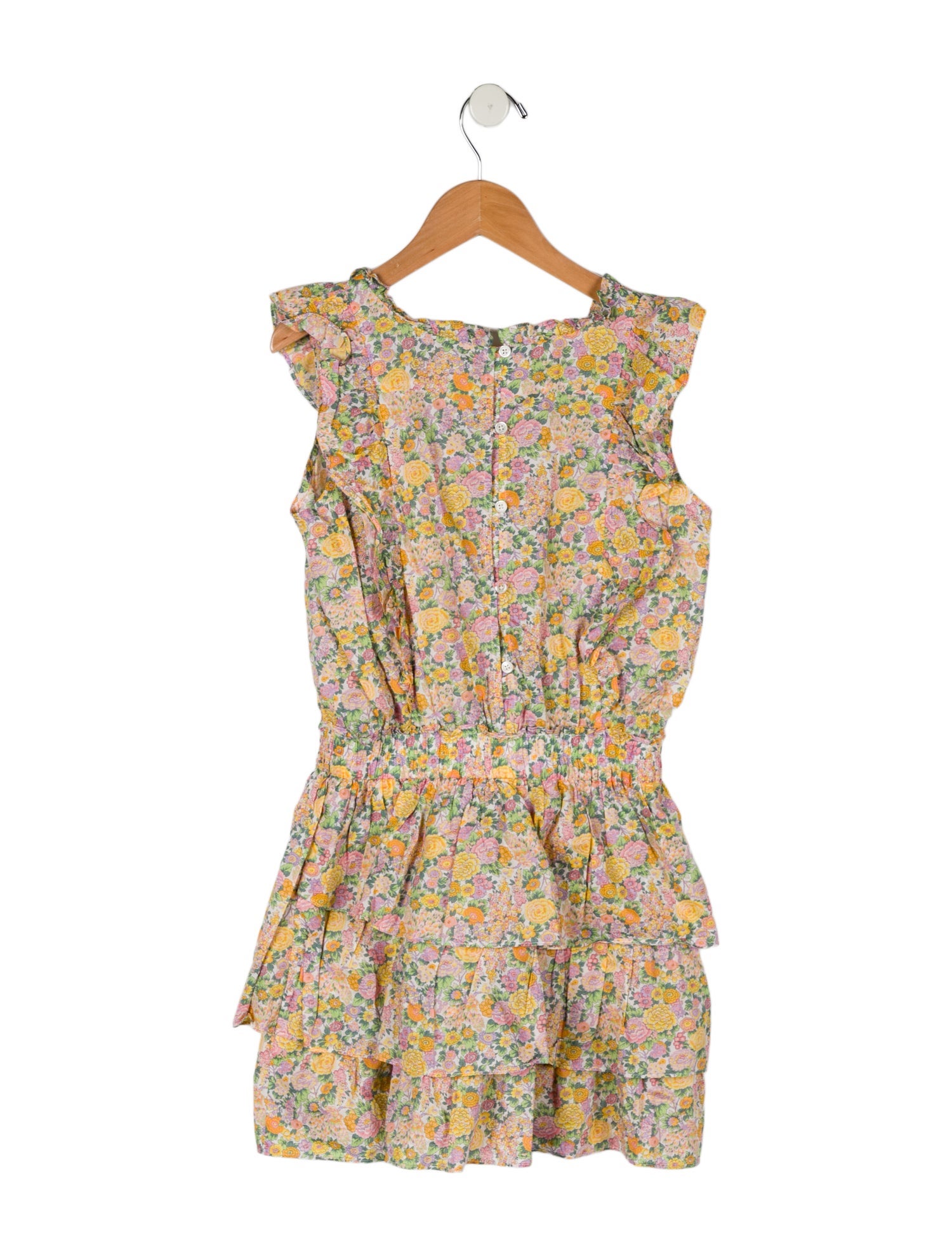 LoveShackFancy Girls' Sleeveless Ruffled Dress