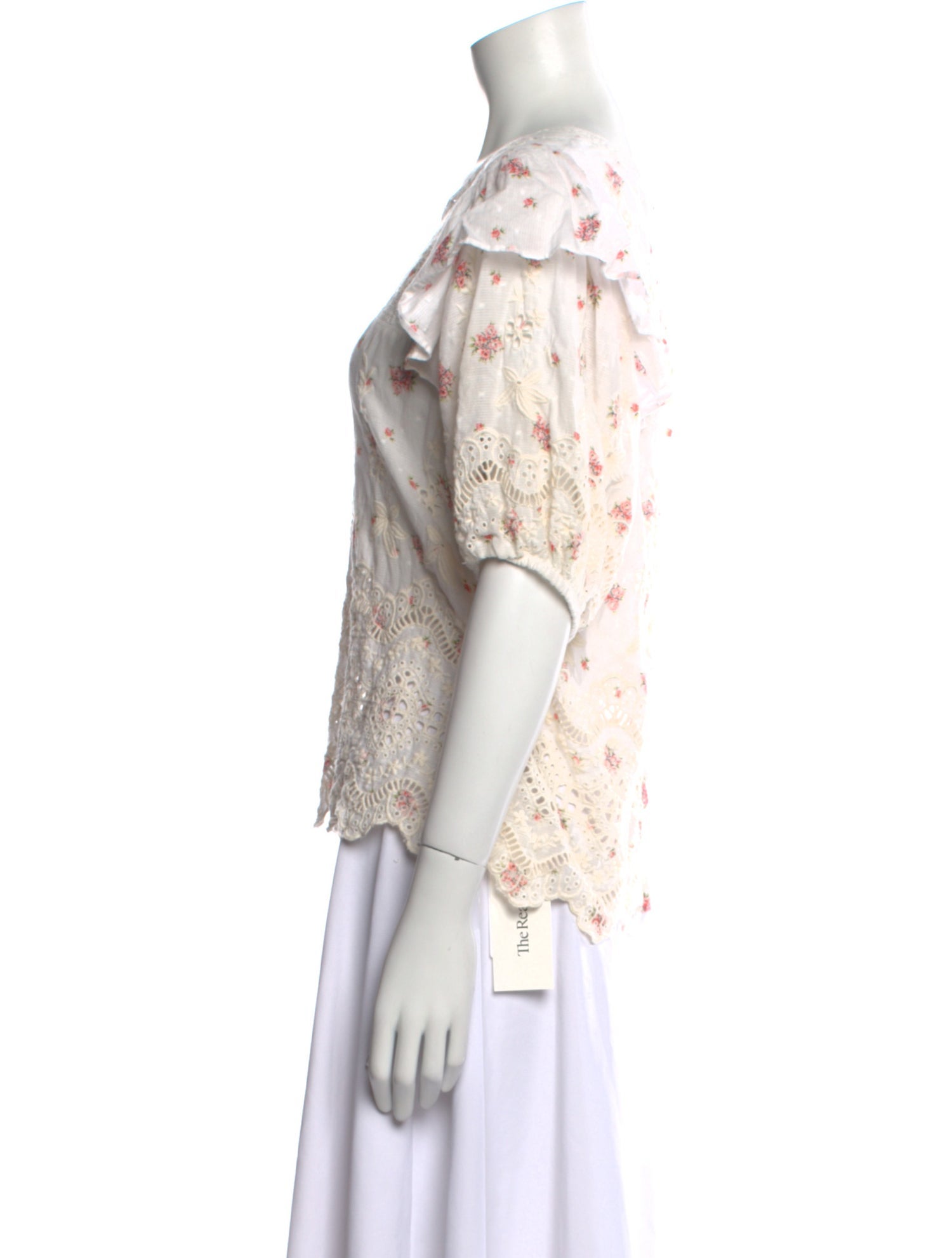 LoveShackFancy Floral Print Crew Neck Top