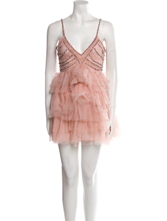 LoveShackFancy V-Neck Mini Dress