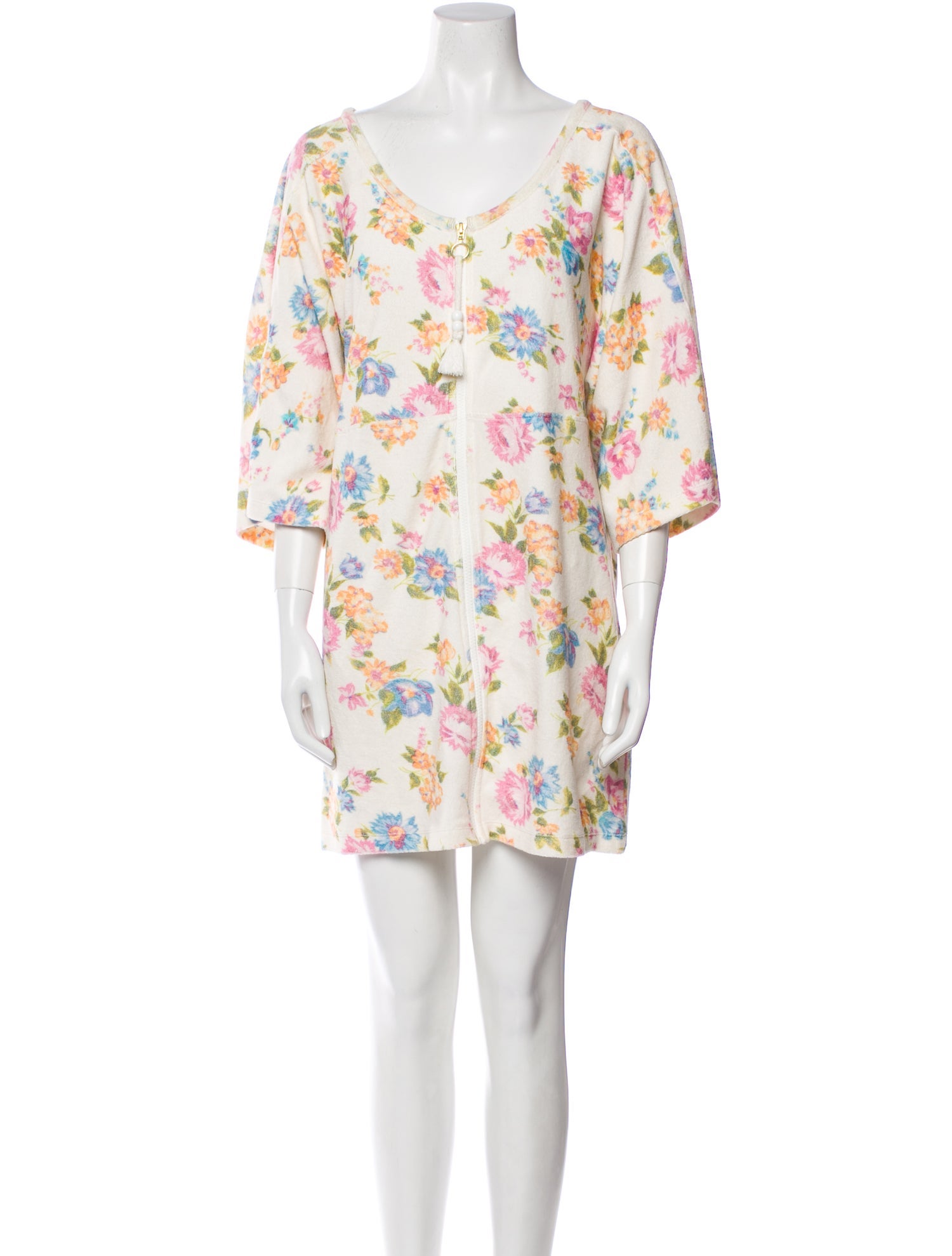 LoveShackFancy Floral Print Pleated Accents Cover-Up