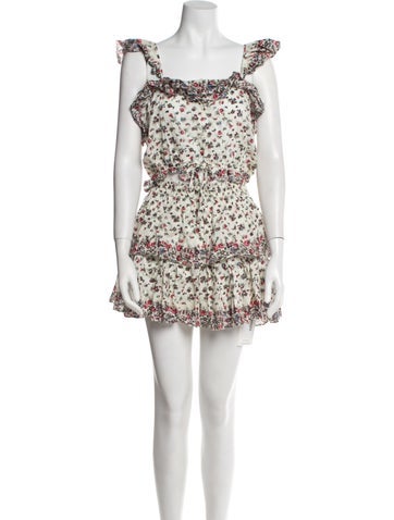 LoveShackFancy Suits and Sets Floral Print Ruffle Embellishment Skirt Set M