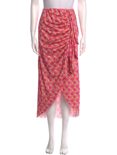 LoveShackFancy Floral Print Midi Length Skirt