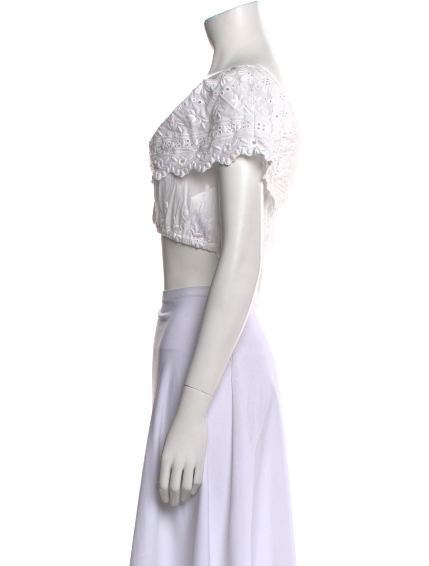 LoveShackFancy Bateau Neckline Short Sleeve Crop Top