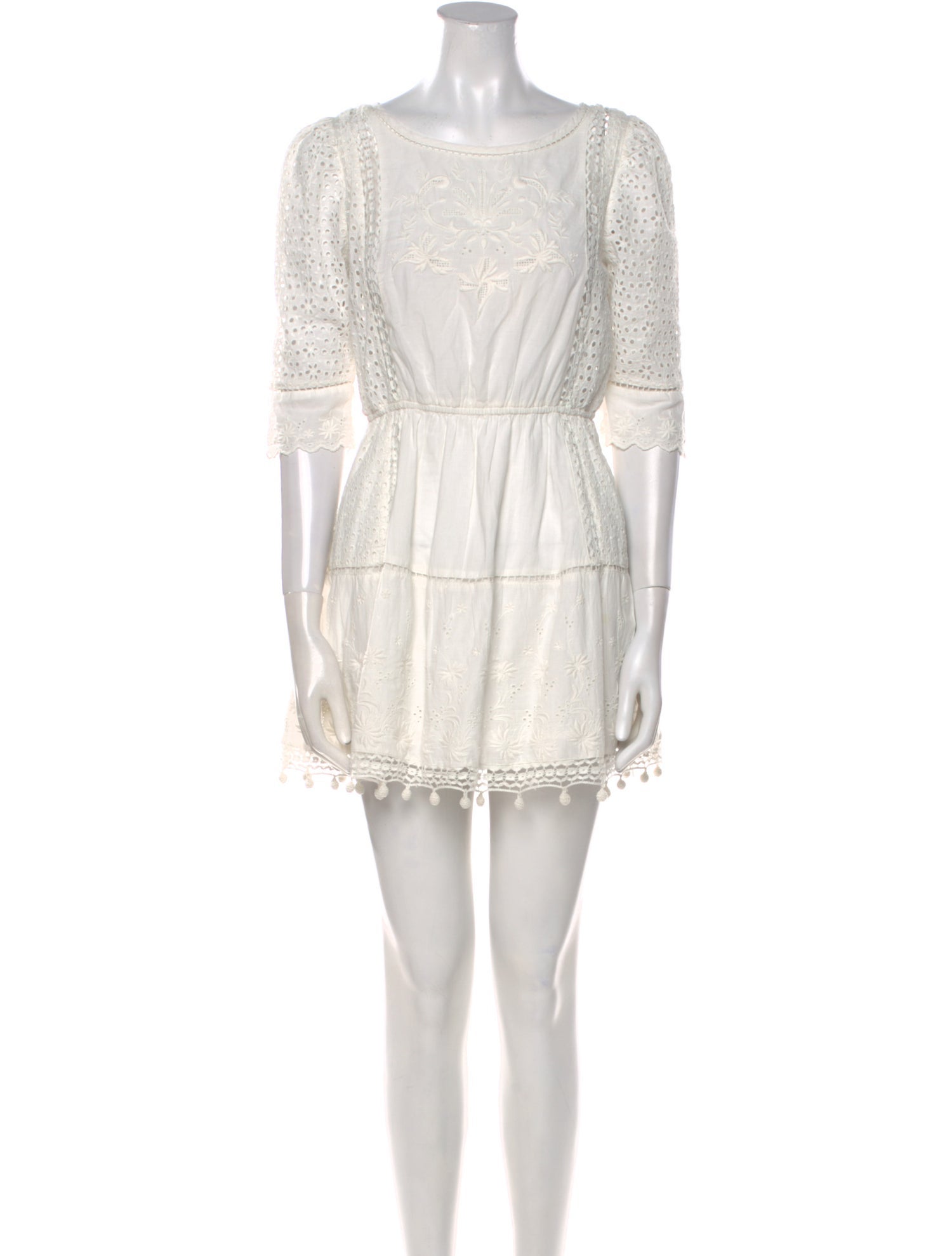 LoveShackFancy Bateau Neckline Mini Dress