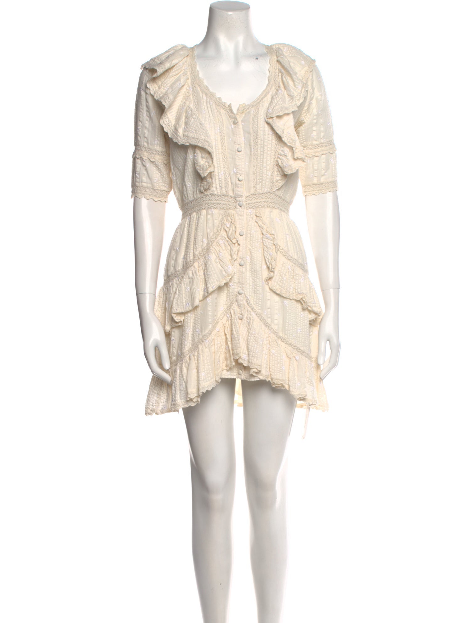 LoveShackFancy V-Neck Mini Dress