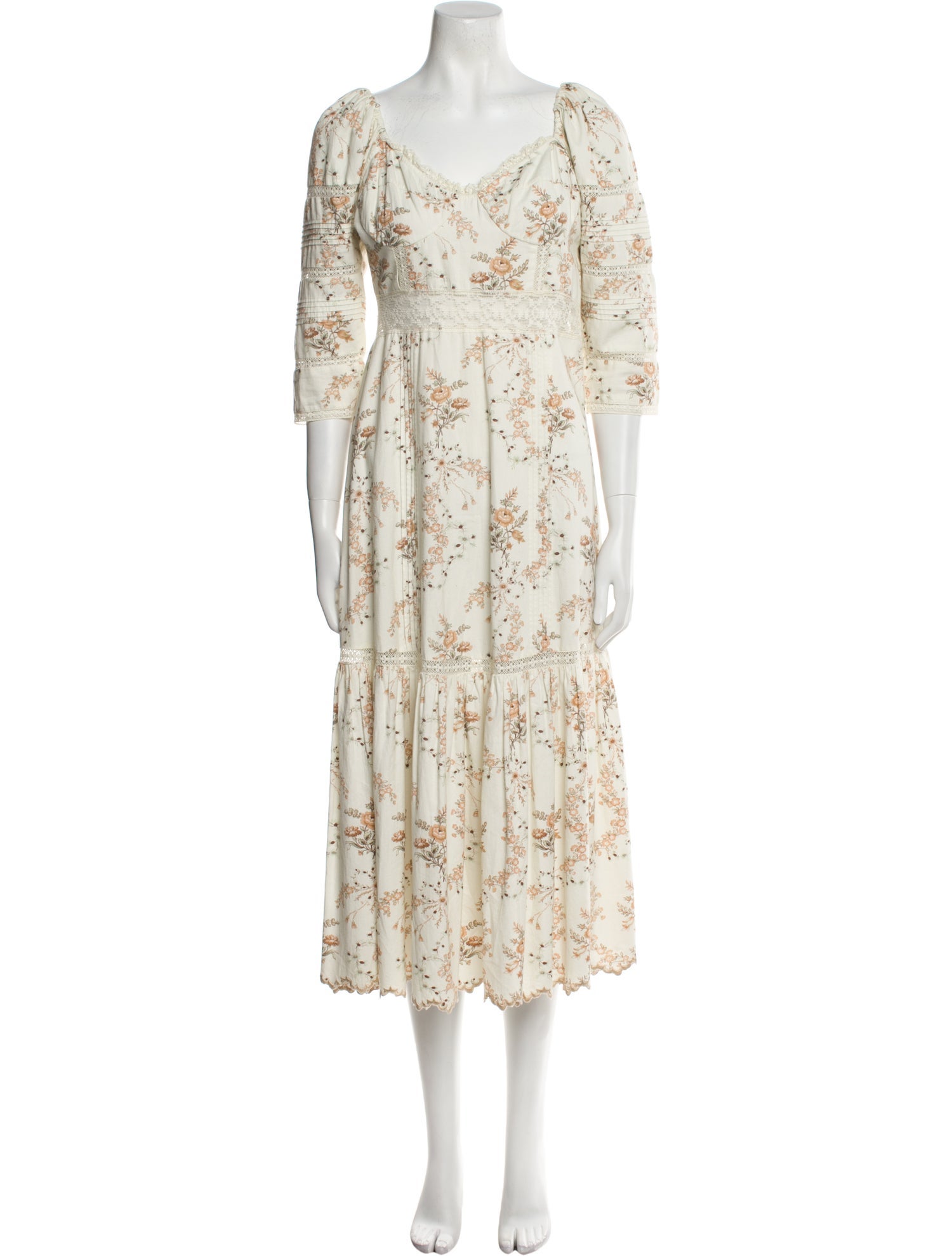 LoveShackFancy Floral Print Long Dress