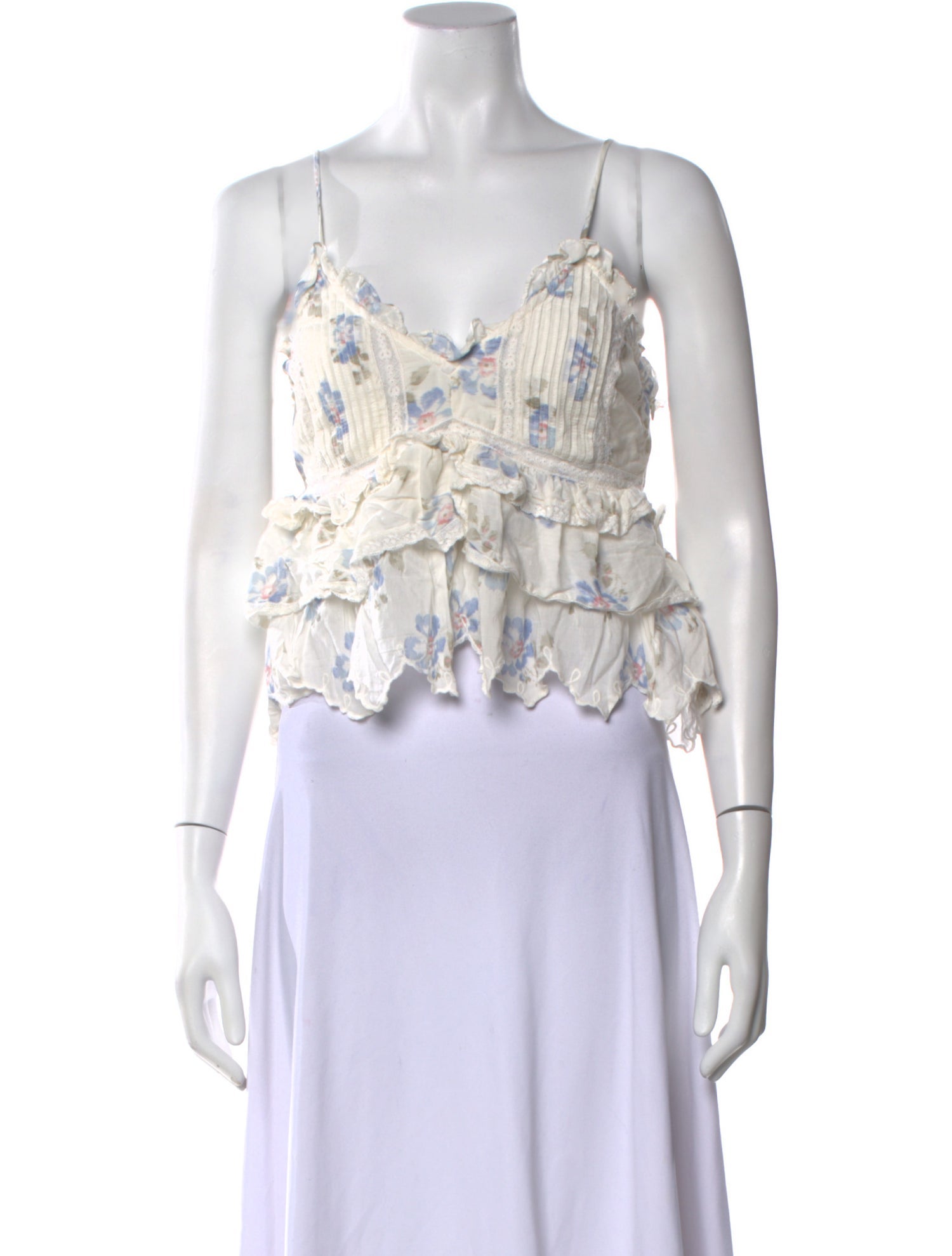 LoveShackFancy Printed Square Neckline Crop Top