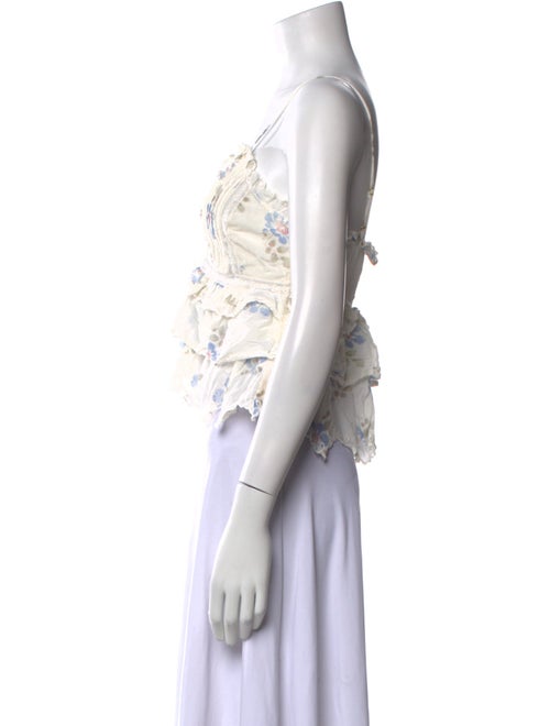 LoveShackFancy Printed Square Neckline Crop Top