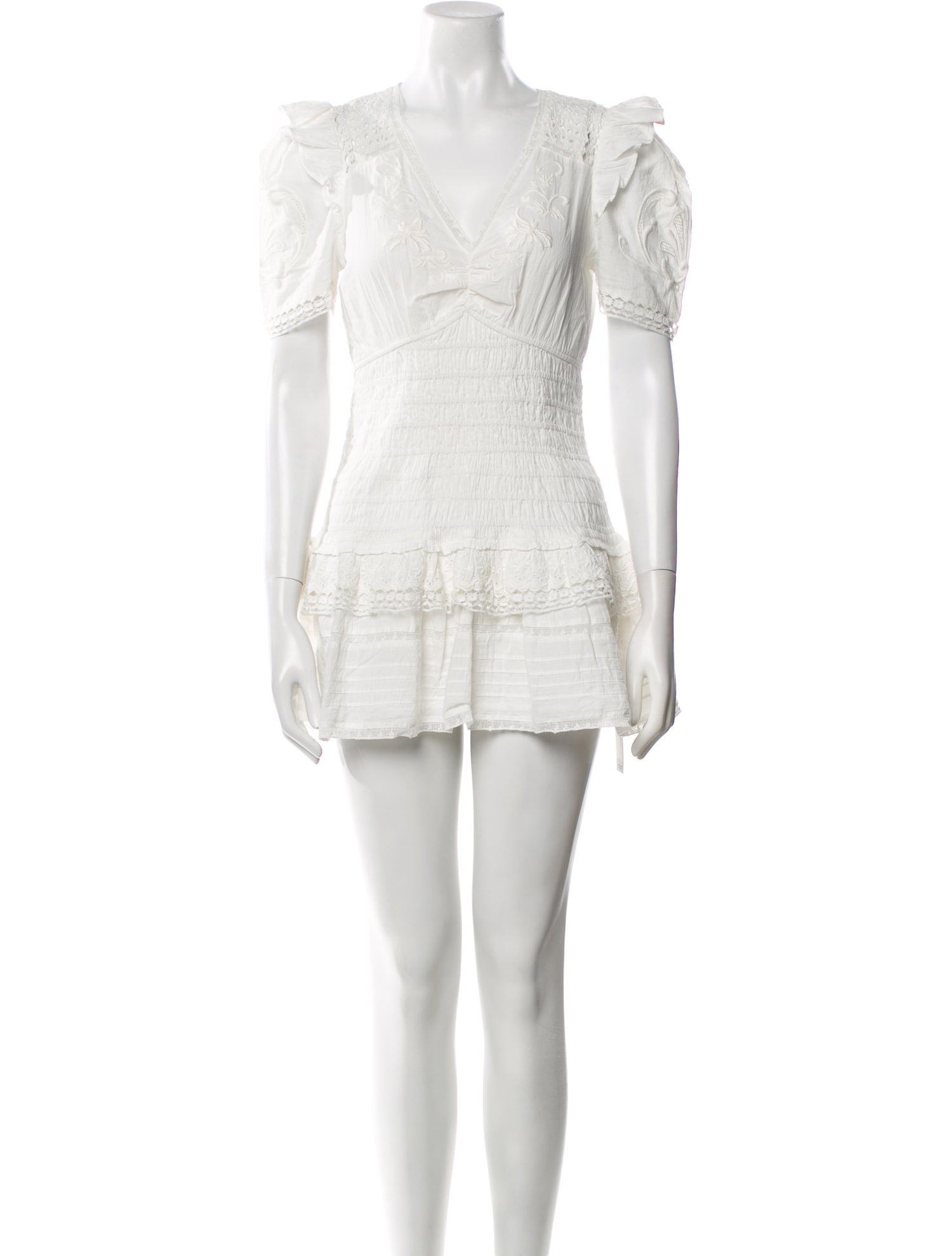 LoveShackFancy V-Neck Mini Dress