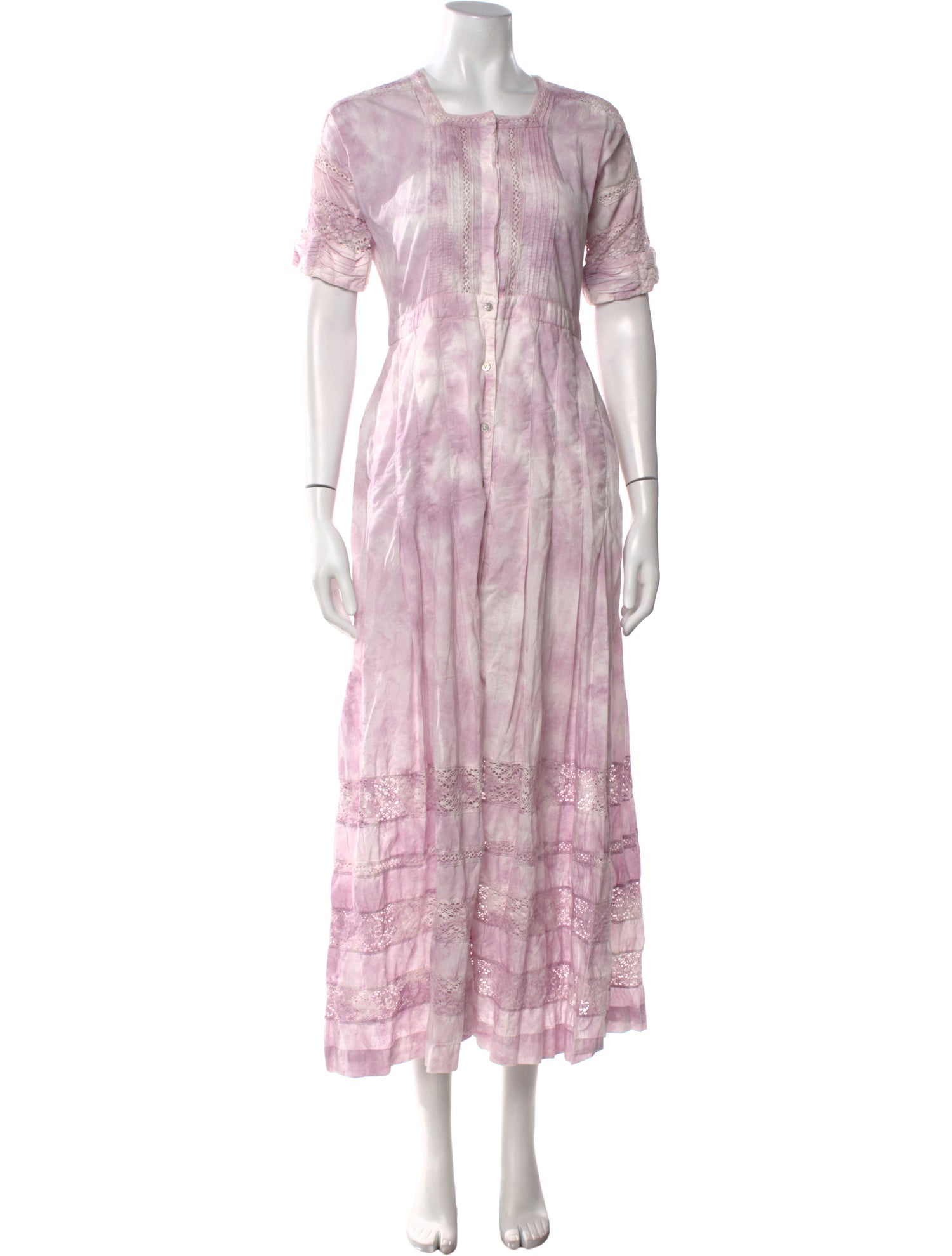 LoveShackFancy Tie-Dye Print Midi Length Dress
