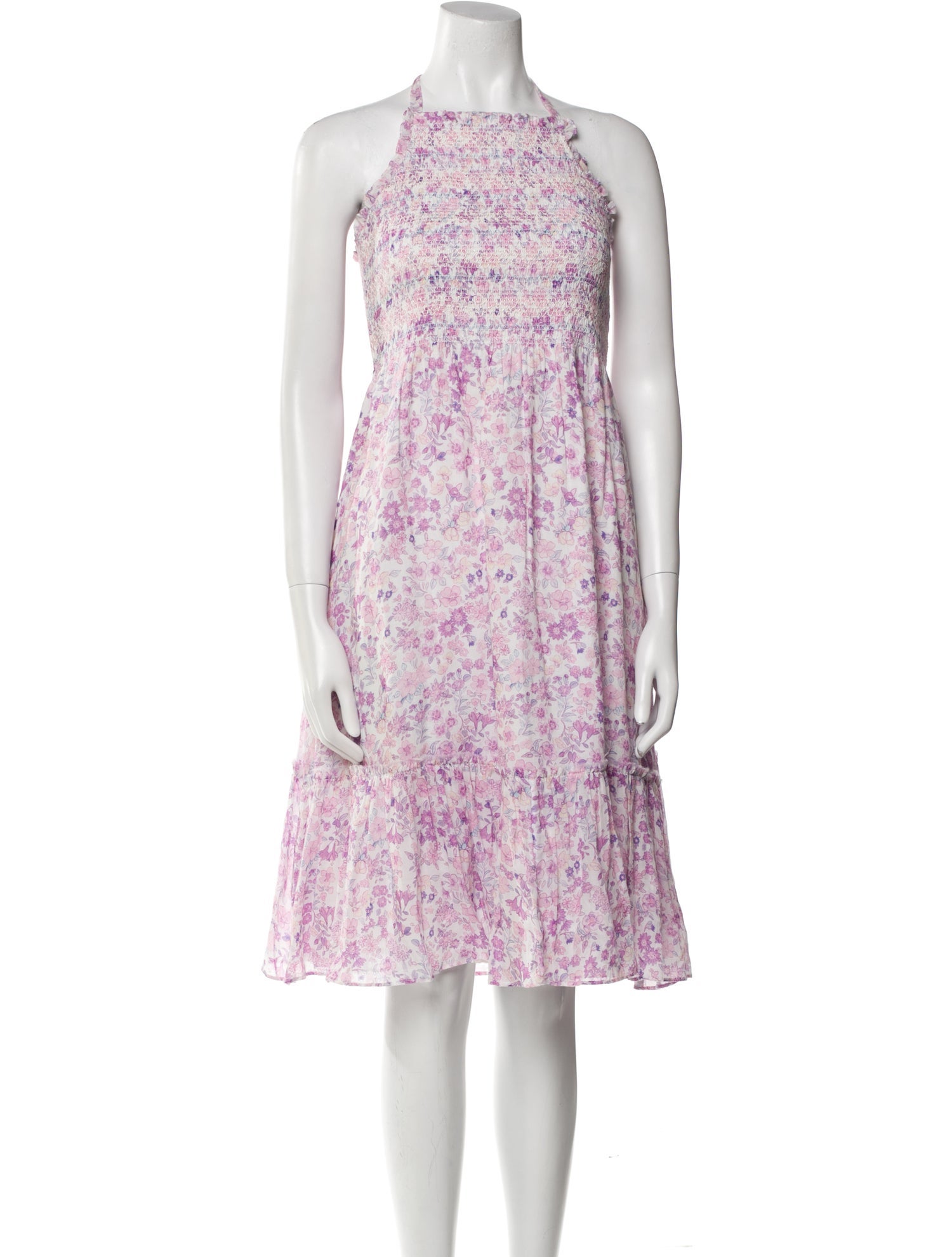 LoveShackFancy Floral Print Midi Length Dress