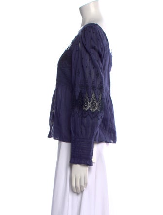 LoveShackFancy Lace Pattern Square Neckline Button-Up Top