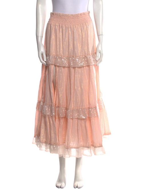 LoveShackFancy Mesh Accents Midi Length Skirt